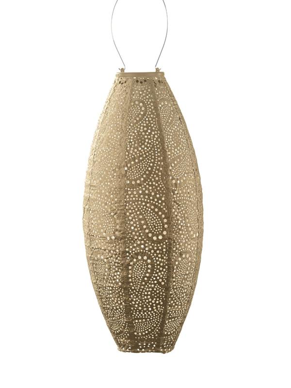 Lumiz Lantern Long Oval 20cm Gold Paisley