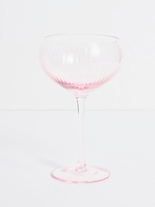 Pink Ripple Wide Champagne Wine Glass