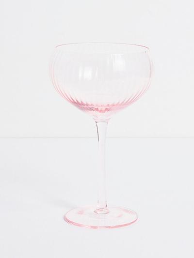 Pink Ripple Wide Champagne Wine Glass