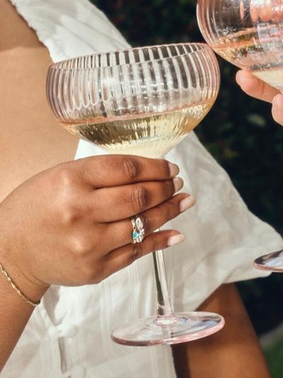 Pink Ripple Wide Champagne Wine Glass