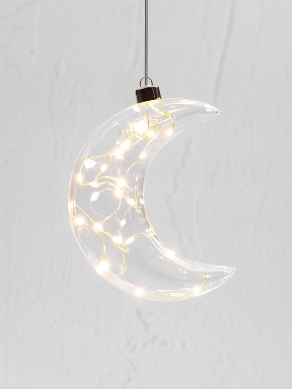 Stellar Clear Crescent Moon Hanging Glass Light