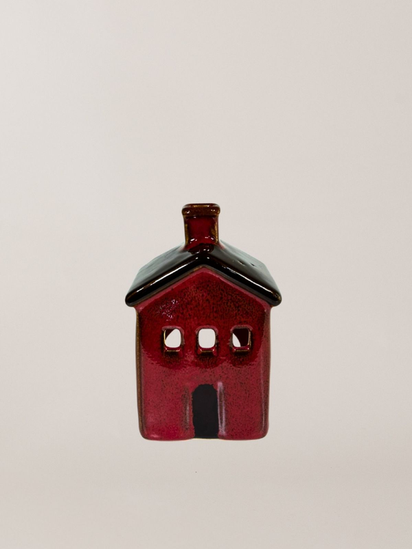 Stellar Crimson Crush Cottage Tealight House - Red 10cm