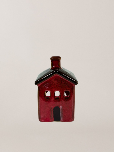 Stellar Crimson Crush Cottage Tealight House - Red 10cm