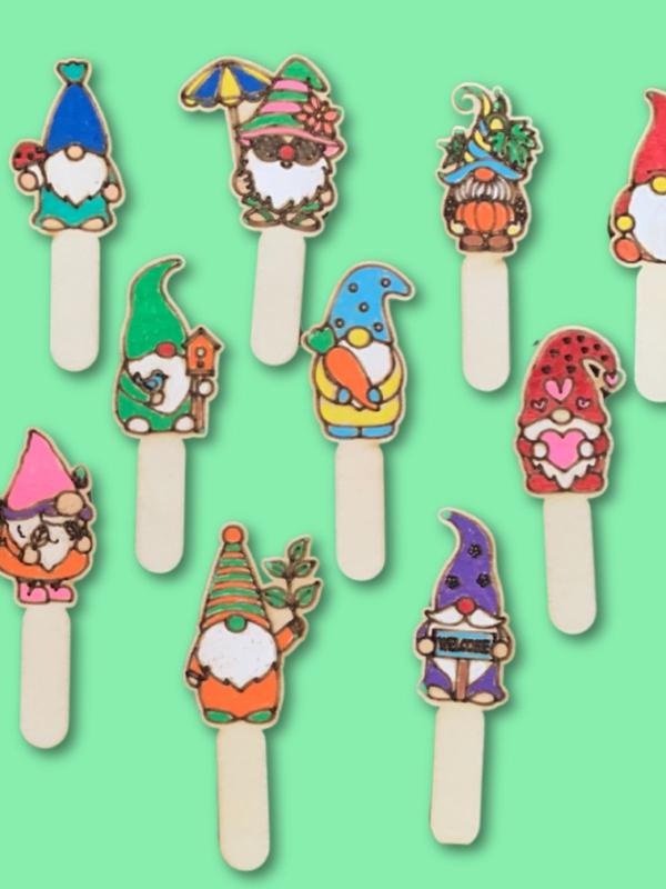 Kids DIY Mini Garden Gnome Stakes