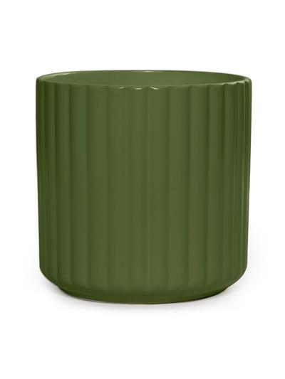 Ribbed Cylinder Pot Kharki 20cm