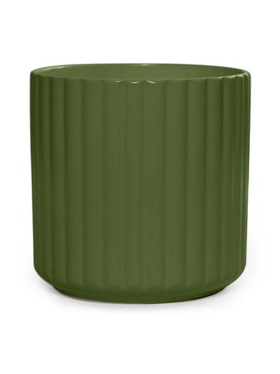 Ribbed Cylinder Pot Kharki 20cm