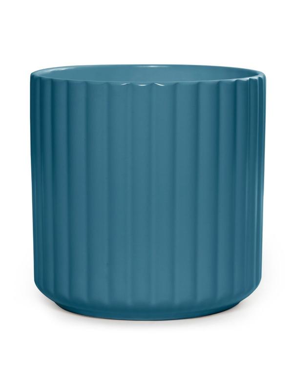 Ribbed Cylinder Pot Sea 20cm