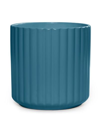 Ribbed Cylinder Pot Sea 14cm